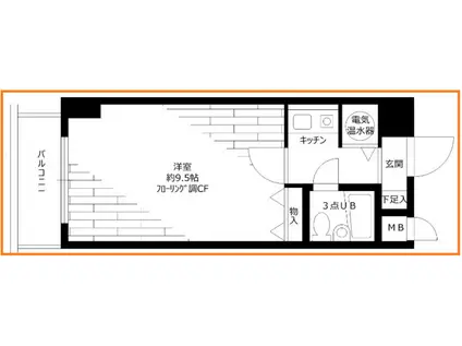 ライオンズマンション日本橋(1K/3階)の間取り写真