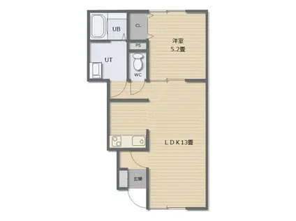 八幡町アパート(1LDK/1階)の間取り写真