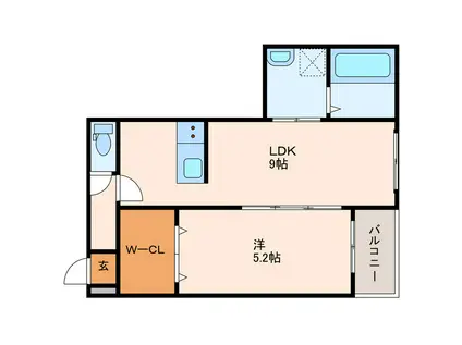 IL GRANDE黒髪(1LDK/2階)の間取り写真