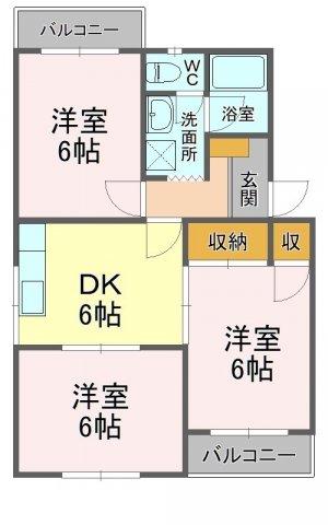 ノンパレイユ笠井(3DK/1階)の間取り写真