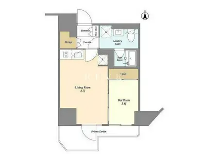 ヴイスタイル入谷(1LDK/1階)の間取り写真