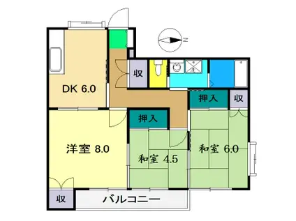 グリーンハイツ(3DK/2階)の間取り写真