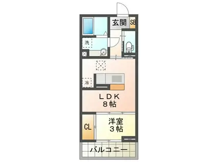 ディーシャンブル鵜の森(1LDK/1階)の間取り写真