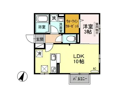 レコルト II A(1LDK/1階)の間取り写真