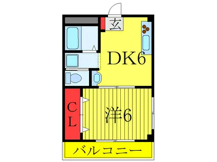 シンハイム蕨(1K/2階)の間取り写真