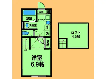 イディアス橋本2番館(1K/2階)の間取り写真
