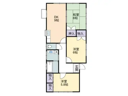 コーポN(3DK/2階)の間取り写真