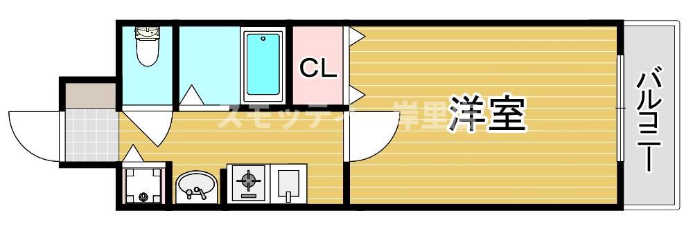 ライジングコート岸里玉出駅前(1K/6階)の間取り写真