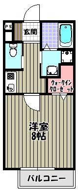 クオリア東茱萸木(1K/1階)の間取り写真