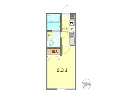 溝口11エーピー-B号棟(1K/1階)の間取り写真