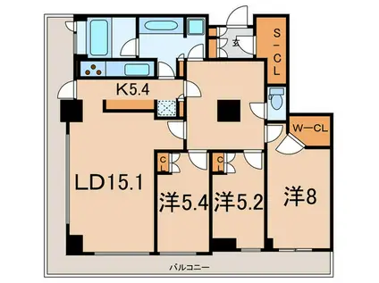 パ-クタワー芝浦ベィワード・アーバンウィング(3LDK/27階)の間取り写真