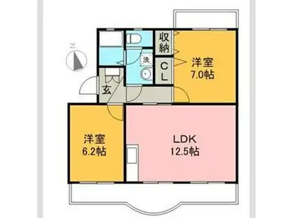 富士見ヶ丘ハイツ(2LDK/1階)の間取り写真