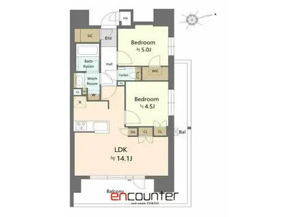 プレシス東京三ノ輪(2LDK/3階)の間取り写真
