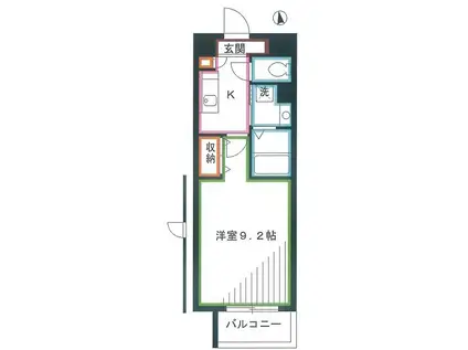 パインニードル(1K/4階)の間取り写真
