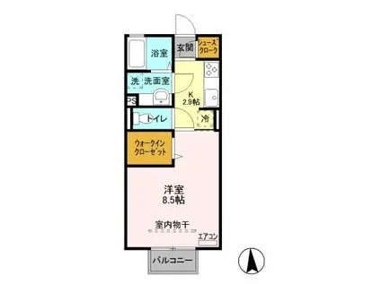 D‐ROOM グレース ラパン 202(1K/2階)の間取り写真