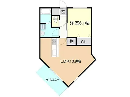 エクセリオン(1LDK/2階)の間取り写真