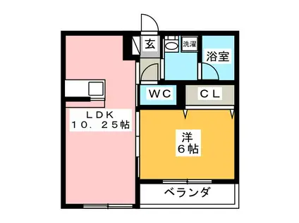 富士見テラス鎌倉(1LDK/3階)の間取り写真