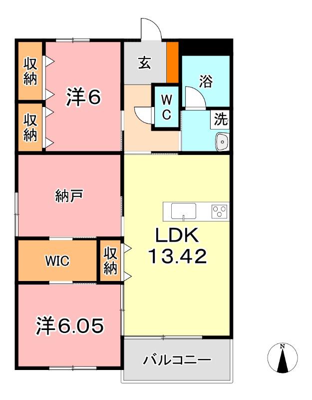ALMA倉敷(2SLDK/2階)の間取り写真