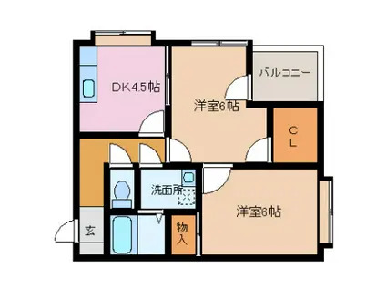 RAIZ星井(2DK/4階)の間取り写真