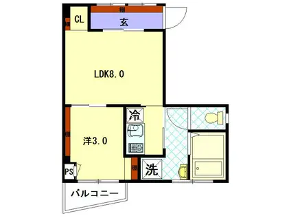 山口ビル(1LDK/4階)の間取り写真