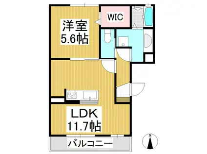 ロイヤルヴィレッティーナB棟(1LDK/1階)の間取り写真