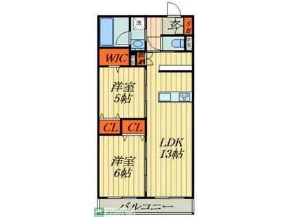プロシオン(2LDK/2階)の間取り写真