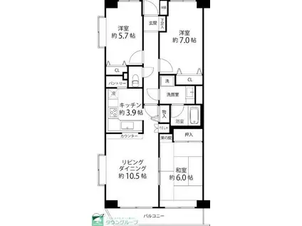 TS GARDEN横浜岸根公園(3LDK/2階)の間取り写真