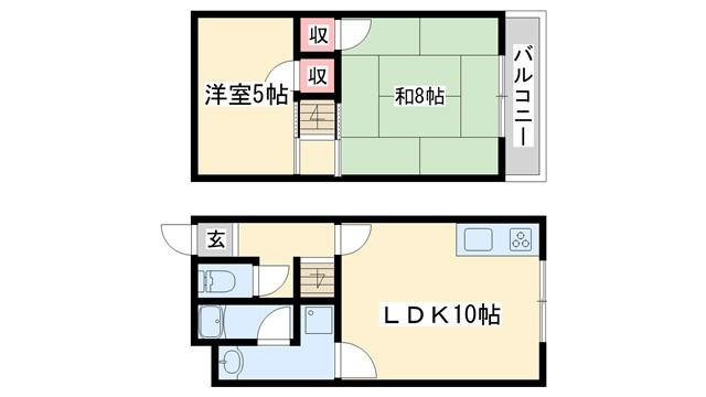 樫木ハイツ 2(2LDK/1階)の間取り写真