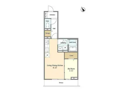 KAGUYA山野町(1LDK/3階)の間取り写真