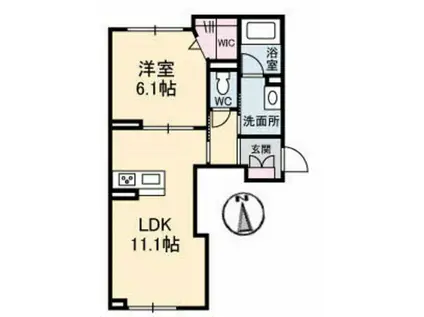 ベレオガーデンズ平田(1LDK/1階)の間取り写真