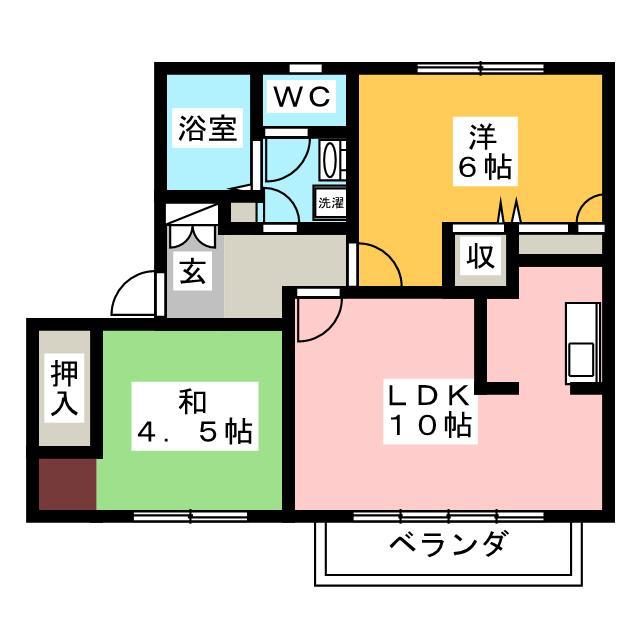 フォンティーヌ・サワI(2LDK/2階)の間取り写真