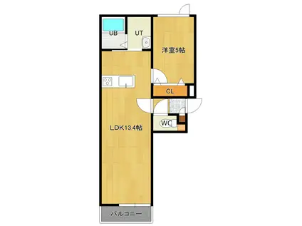 VERT.BONHEUR(1LDK/3階)の間取り写真