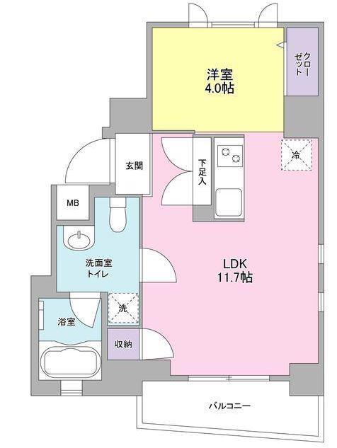 アイルズ松濤(1LDK/4階)の間取り写真