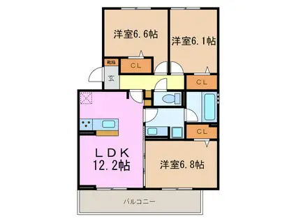 ルーラルヴィラI(3LDK/3階)の間取り写真