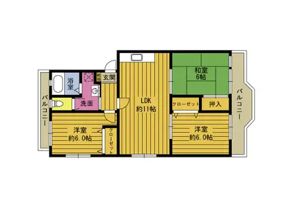 アルスールJUNGA(3LDK/2階)の間取り写真