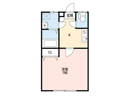 入間テラスII(1K/1階)の間取り写真