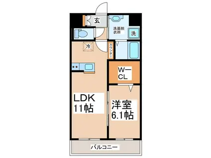 SQUARE菊陽(1LDK/5階)の間取り写真