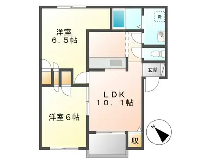 メゾンマルニA棟(2LDK/2階)の間取り写真