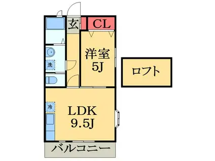 CREAおゆみ野(1LDK/2階)の間取り写真