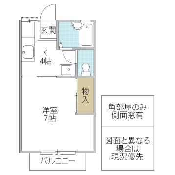 サンロード(1K/1階)の間取り写真