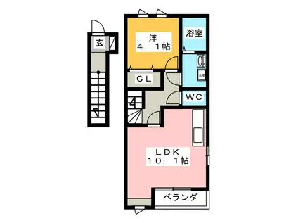 ラ ルーチェM(1LDK/2階)の間取り写真