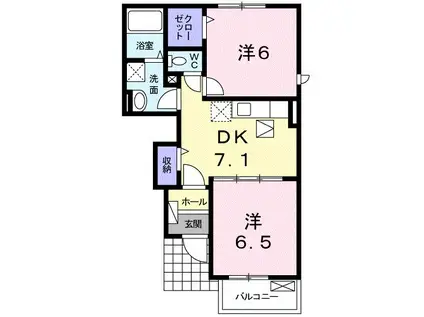チェリブラッサムV(2DK/1階)の間取り写真