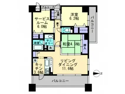 アルファステイツ桃太郎大通(2SLDK/5階)の間取り写真
