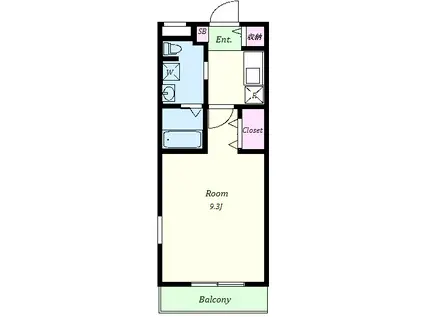 アマビーレ三鷹下連雀(1K/2階)の間取り写真