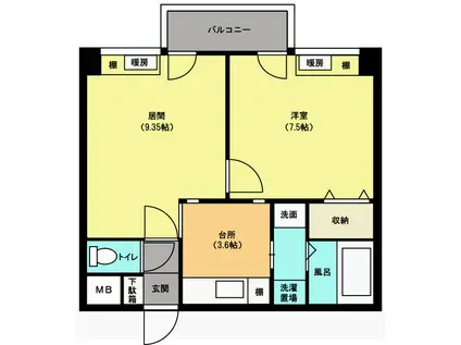 藤井ビル北23条II(1LDK/6階)の間取り写真