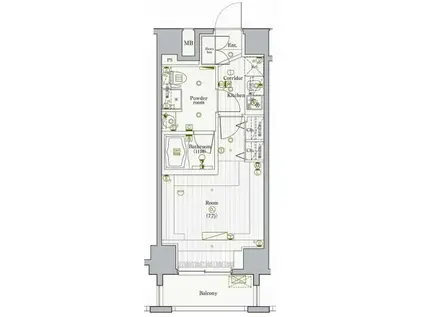 プレミアムキューブジー駒沢大学(1K/7階)の間取り写真