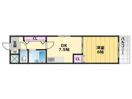 リヴェールエスト(1DK/2階)の間取り写真