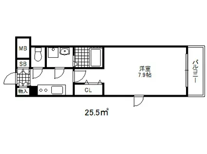 エスリード三宮旭通(1K/8階)の間取り写真