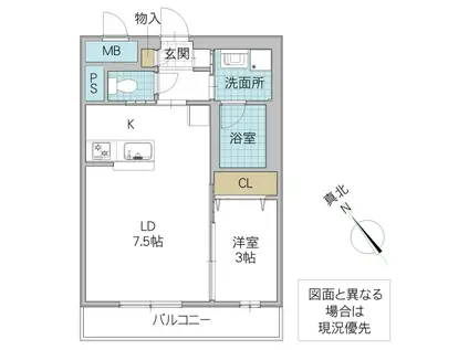 レーガベーネ土浦川口(1LDK/3階)の間取り写真