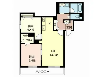 ベルフルール五月が丘(1SLDK/2階)の間取り写真